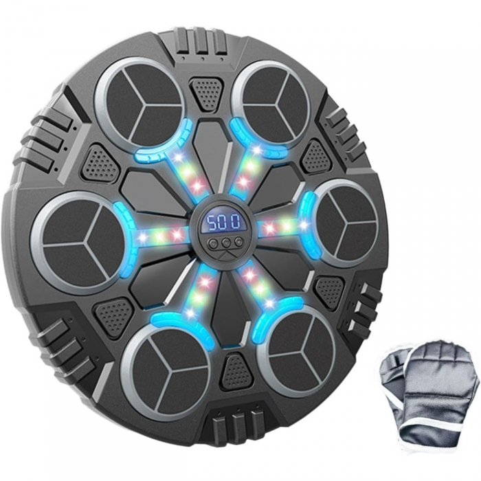 *LICHIDARE STOC* Jucarie de Boxat cu Muzica si Lumini, Flippy, Manusi Incluse, Bluetooth, Incarcare USB, Aplicare cu Ventuze, 6 Tinte, 32x27x3.5 cm, 930 g, Negru [4]