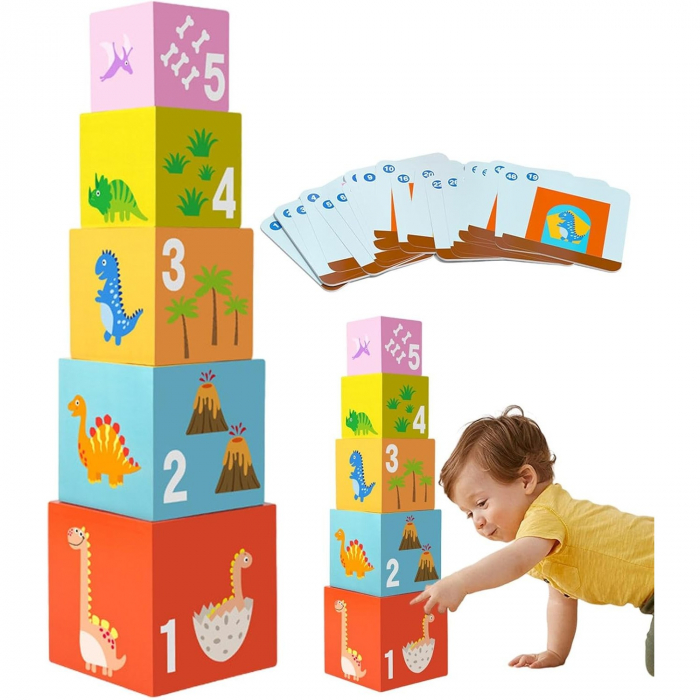 Jucarie de Construit, Flippy, Puzzle Box, Blocuri Stivuibile, 4-6 Ani, 5 Cuburi, 48 de Modele de Construit, 1 Manual, 12.8 x 12.8 x 12.8 cm, Multicolor [2]