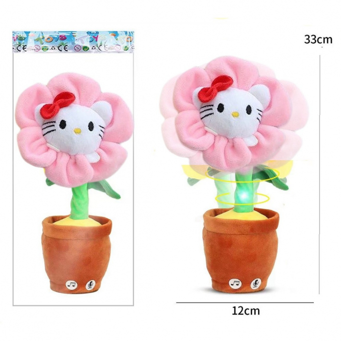 Jucarie de Plus Interactiva, Flippy, cu Acumulator si Cablu USB, 120 Cantece, Model Pisicuta Vorbitoare si Dansatoare, 33 x 12 cm Functie de Imitare si Inregistrare, Multicolor [2]