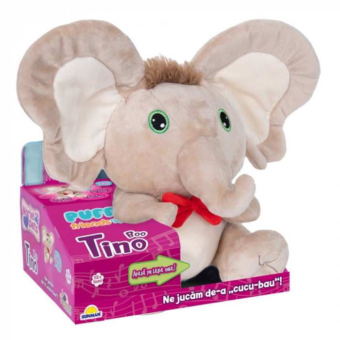 Jucarie de plus interactiva Puffy Friends, Tino Boo Elefantel, Bej [2]