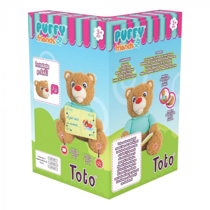 Jucarie de plus interactiva Ursuletul Toto Povesteste si canta, Puffy Friends, 30 cm [3]