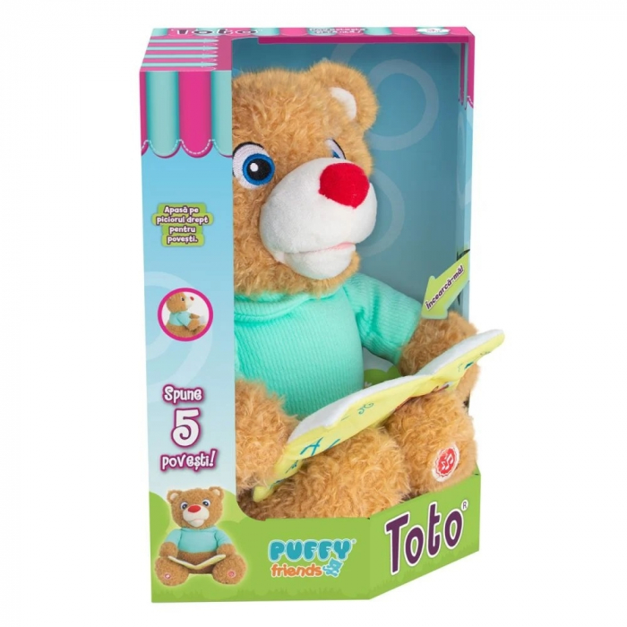 Jucarie de plus interactiva Ursuletul Toto Povesteste si canta, Puffy Friends, 30 cm [4]