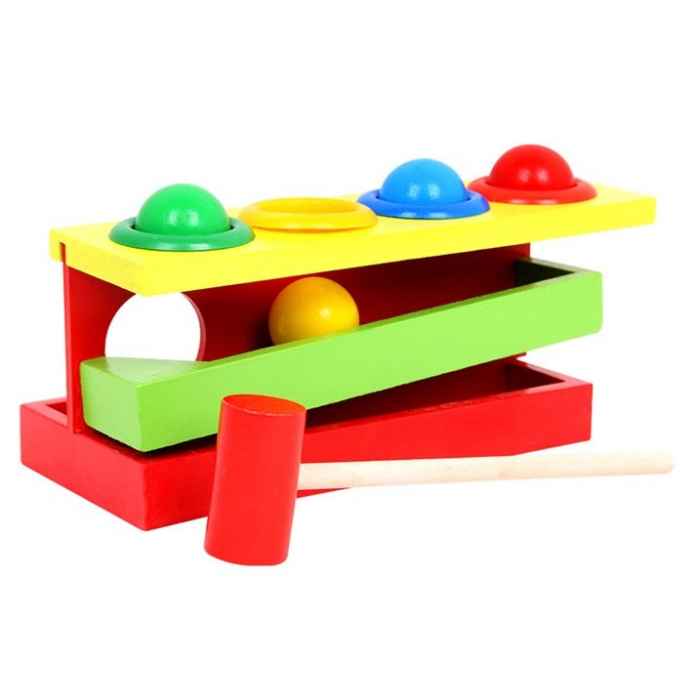 Jucarie din lemn educativa Loveste bila, 20 x 11 x 10 cm [1]