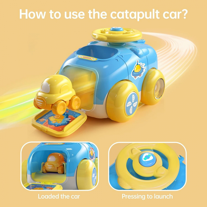 Jucarie distractiva bebelusi, Huanger, catapulta cu 2 masinute, 3.7cm [6]