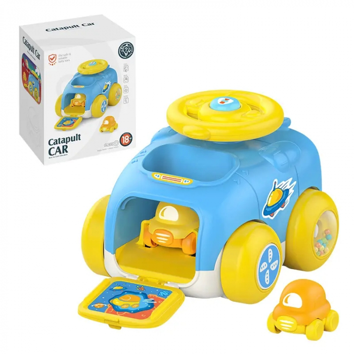 Jucarie distractiva bebelusi, Huanger, catapulta cu 2 masinute, 3.7cm [2]