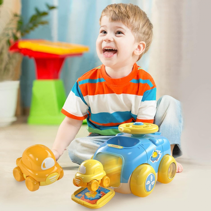 Jucarie distractiva bebelusi, Huanger, catapulta cu 2 masinute, 3.7cm [5]