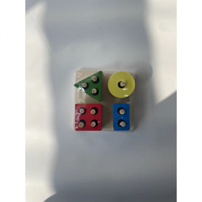 Jucarie Educativa Flippy, Tip Montessori, din Lemn, + 36 Luni, Forme Geometrice, 16 Piese, 12 x 12 cm, Multicolor [10]