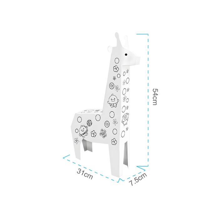 Jucarie Educativa pentru Copii, Flippy, Model Girafa 3D, Set de Asamblat si Colorat din Carton, Puzzle 3D Educativ, 31 x 7.5 x 54 cm, 3+ ani, Alb Multicolor [3]