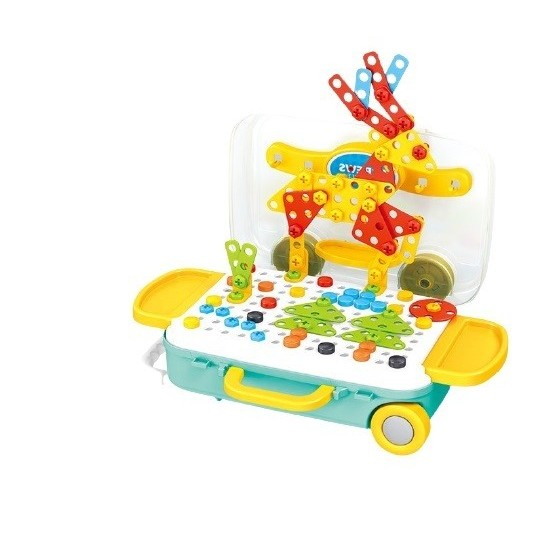 Jucarie educativa pentru copii, Flippy, Set 258 piese, 6 in 1, Valiza cu bormasina, Multicolor [2]