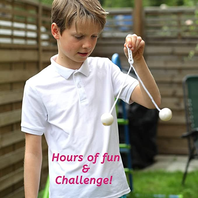 Lichidare Jucarie interactiva cu bile, Flippy, Clackers ball, antistres, Albastru, 40 mm - [5]