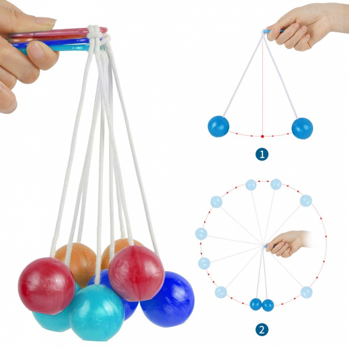 Jucarie interactiva cu bile, Flippy, Clackers ball, antistres, Galben, 40 mm [5]
