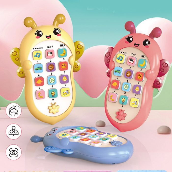 Jucarie Interactiva, Flippy, Telefon Inteligent, Model Albinuta, Functii Educative, Muzicale si Voce, 4-6 ani, 19 x 11.5 cm, din Plastic, Albastru [2]