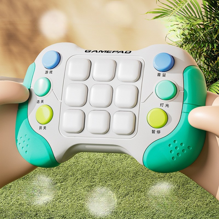 Jucarie Interactiva Flippy, Tip Consola Pop It, 6 butoane functionale, 5 Moduri de Joc, 600 Niveluri, + 3 ani, Verde/Gri [4]