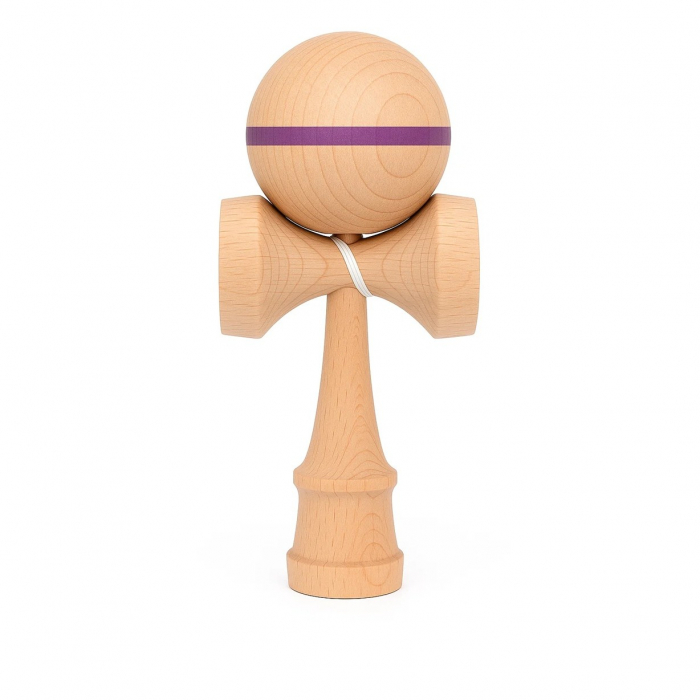 Jucarie Interactiva Kendama, Flippy, din Lemn, 18 cm, Joc de Indemanare pentru Copii si Adulti, Model cu Dunga, Mov [1]
