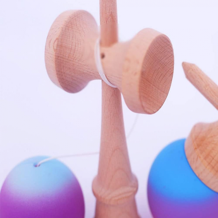 Jucarie Interactiva Kendama, Flippy, din Lemn, 18 cm, Joc de Indemanare pentru Copii si Adulti, Model Gradient 1, Roz/Mov/Albastru [3]