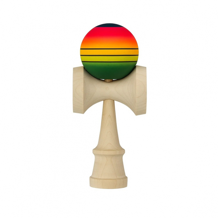 Jucarie Interactiva Kendama, Flippy, din Lemn, 18 cm, Joc de Indemanare pentru Copii si Adulti, Model Gradient 4, Rosu/Galben/Verde [1]