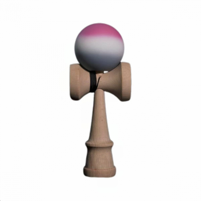 Jucarie Interactiva Kendama, Flippy, din Lemn, 18 cm, Joc de Indemanare pentru Copii si Adulti, Model Gradient 9, Rosu/Alb/Gri [2]