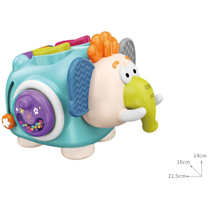 Jucarie interactiva Montessori, Flippy, Jucarie pentru Bebelusi, Model Elefant Dragut, din Plastic rezistent, Varsta 18+ luni, 21 x 16 x 14 cm, Verde deschis [2]