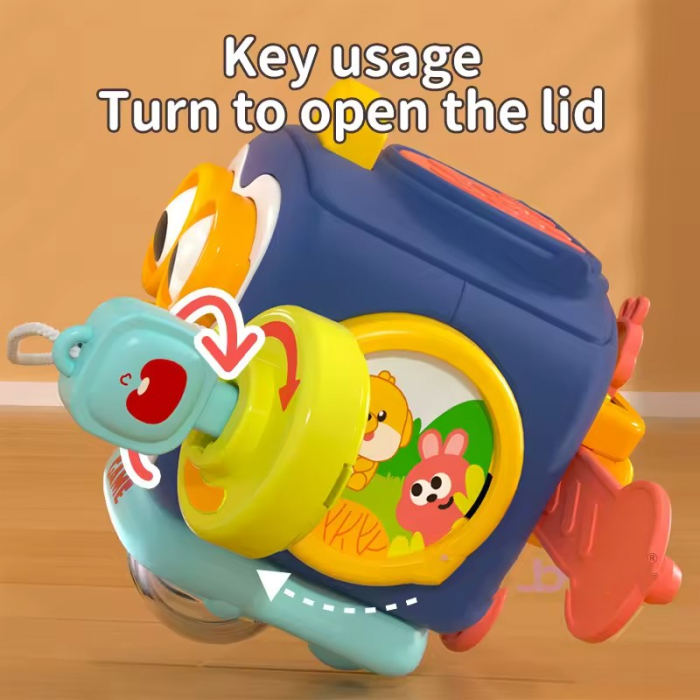 Jucarie interactiva Montessori, Flippy, Jucarie pentru Bebelusi, Model Pinguin Ocupat, din Plastic rezistent, Varsta 18+ luni, 13 x 11 x 11 cm, Albastru/Multicolor [4]