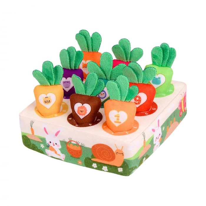 Jucarie Interactiva Montessori, pentru Copii, de Sortat pe Culori, Flippy, 9 Morcovi si Suport, Multicolor [1]