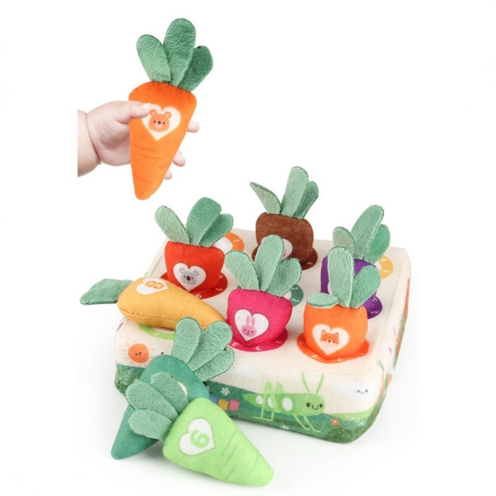 Jucarie Interactiva Montessori, pentru Copii, de Sortat pe Culori, Flippy, 9 Morcovi si Suport, Multicolor [2]