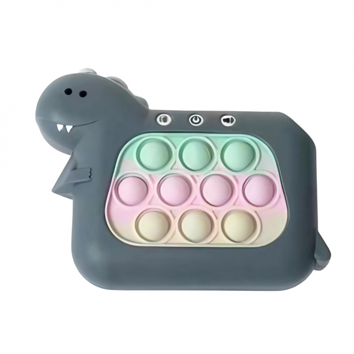 Jucarie Interactiva Pop It Whack A Mole, Flippy, Tip Consola, Anti-Stres, 4 Moduri de Joc, din ABS si Silicon, +3 Ani, Model Dinozaur, Verde Inchis [1]