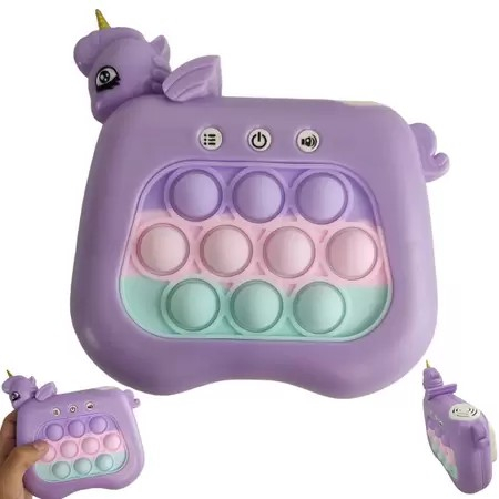 Jucarie Interactiva Pop It Whack A Mole, Flippy, Tip Consola, Anti-Stres, 4 Moduri de Joc, din ABS si Silicon, +3 Ani, Model Unicorn, Mov [4]