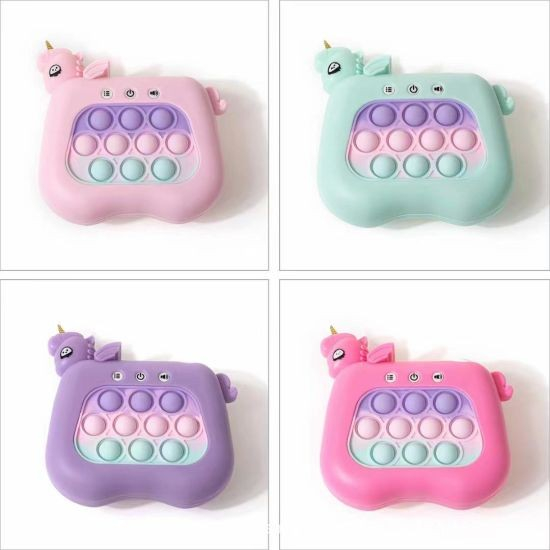 Jucarie Interactiva Pop It Whack A Mole, Flippy, Tip Consola, Anti-Stres, 4 Moduri de Joc, din ABS si Silicon, +3 Ani, Model Unicorn, Mov [5]