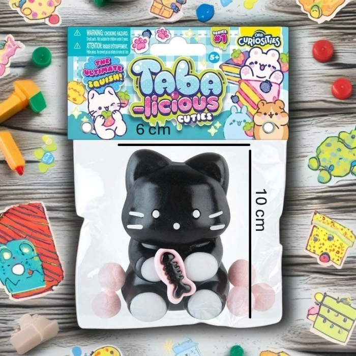 Jucarie Antistres Squishy, Flippy, cu Revenire Lenta, Model Pisicuta, 10cm x6cm Ambalaj Transparent, 70 gr, Negru [3]