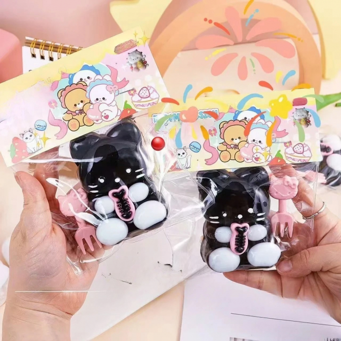 Jucarie Antistres Squishy, Flippy, cu Revenire Lenta, Model Pisicuta, 10cm x6cm Ambalaj Transparent, 70 gr, Negru [2]