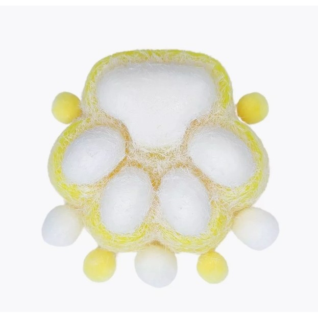 Jucarie Interactiva Squishy, Flippy, Model Cat Paw pinch family, Revenire Lenta, din TPR, +3 Ani, 7.5 cm, Textura Puf, Galben [2]