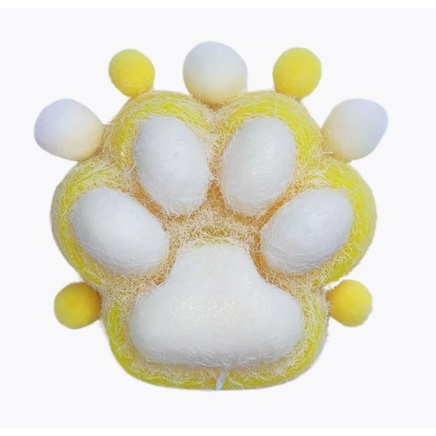Jucarie Interactiva Squishy, Flippy, Model Cat Paw pinch family, Revenire Lenta, din TPR, +3 Ani, 7.5 cm, Textura Puf, Galben [1]