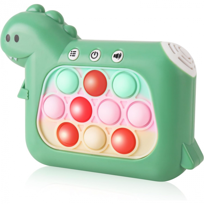 Jucarie interactiva tip consola, Anti-stres, 4 moduri de joc, +3 ani, Model dinozaur, Verde [2]