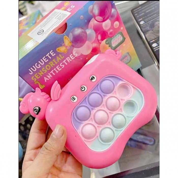 Jucarie interactiva tip consola pentru copii, 12 nivele, diferite moduri de joc, sunete si lumini, Unicorn, Fucsia [4]