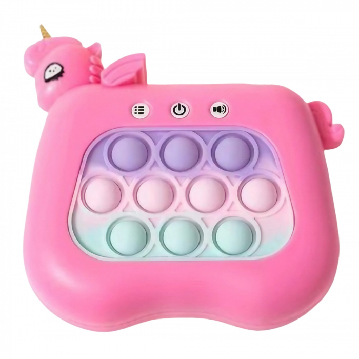 Jucarie interactiva tip consola pentru copii, 12 nivele, diferite moduri de joc, sunete si lumini, Unicorn, Fucsia [1]