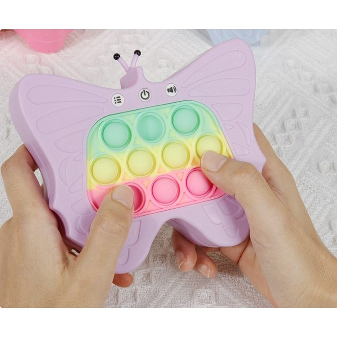 Lichidare Jucarie Interactiva Tip Consola pentru Copii, Flippy, Diferite Moduri de Joc, 120 Nivele, Material ABS/silicon, Sunete si Lumini, 12 x 5.5 x 13.5 cm, Model Fluture, Mov [5]