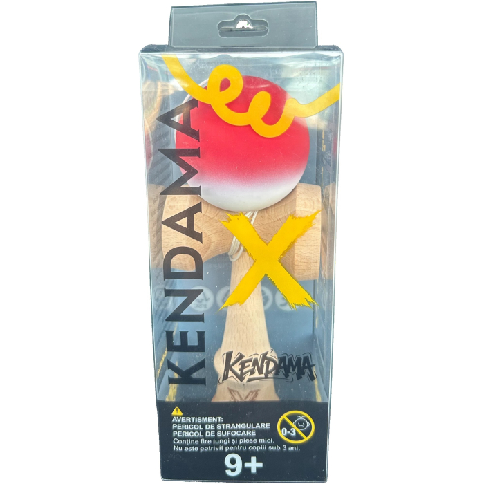 Jucarie Kendama X Originala, Profesionala, Flippy, din Lemn, Rubber Grip, 18 cm, Gradient Rosu/Alb [3]