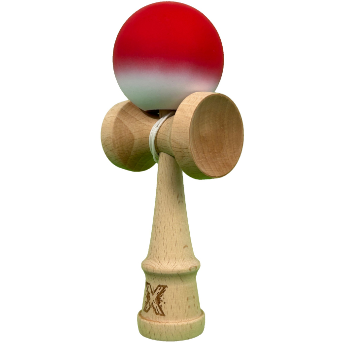 Jucarie Kendama X Originala, Profesionala, Flippy, din Lemn, Rubber Grip, 18 cm, Gradient Rosu/Alb [2]