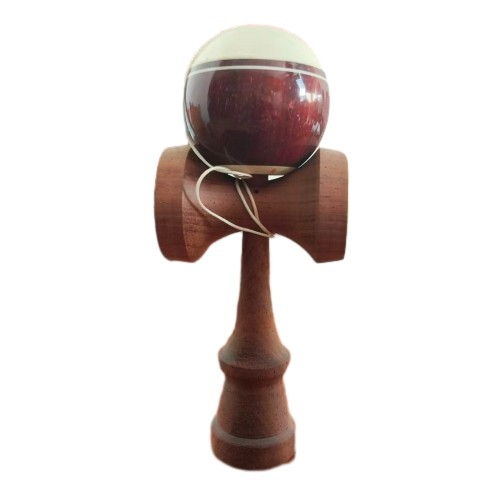 Jucarie Kendama X Originala, Profesionala Limited, Flippy, din Lemn cu Bila din Invelis SUPER STICK, 18 cm, Joc pentru Copii si Adulti, Alb/Maro inchis [1]