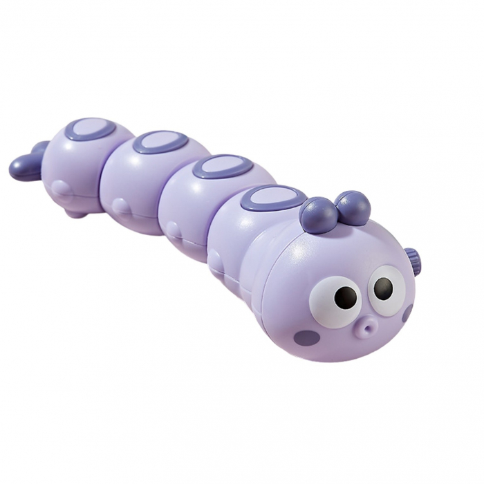 Jucarie mecanica pentru copii Flippy, omida haioasa, cu cheita, distractiva, se taraste, se misca, 15 x 4 cm, mov [1]