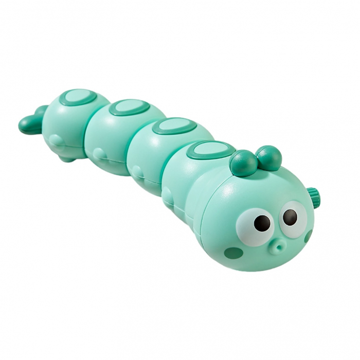 Jucarie mecanica pentru copii Flippy, omida haioasa, cu cheita, distractiva, se taraste, se misca, 15 x 4 cm, verde [1]