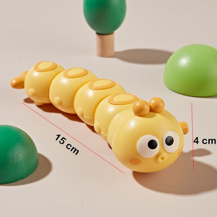 Lichidare Jucarie mecanica pentru copii Flippy, omida haioasa, material ABS, cu cheita, distractiva, se taraste, se misca, 15 x 4 cm, galben [2]