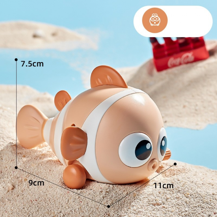 Lichidare de stoc Jucarie mecanica pentru copii Flippy, pestisor haios, cu cheita, distractiv, se taraste, se misca, 11 x 9 x 7.5 cm cm, portocaliu [4]