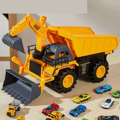 Jucarie pentru copii, Buldozer cu brat excavator, Lumini si sunete, 35 cm, 3+ ani, Galben [2]