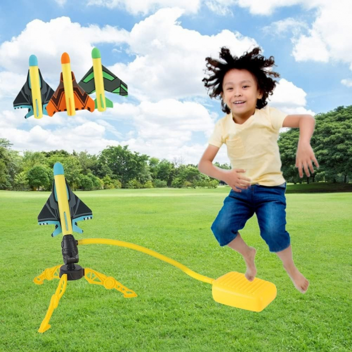 Lichidare Jucarie pentru Copii, Flippy, Lansator de Rachete cu Piciorul, Un Lansator, 3 Rachete Fara Lumini, 3 Aircrafts, 42x36 cm, Multicolor [3]