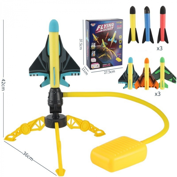 Lichidare Jucarie pentru Copii, Flippy, Lansator de Rachete cu Piciorul, Un Lansator, 3 Rachete Fara Lumini, 3 Aircrafts, 42x36 cm, Multicolor [2]