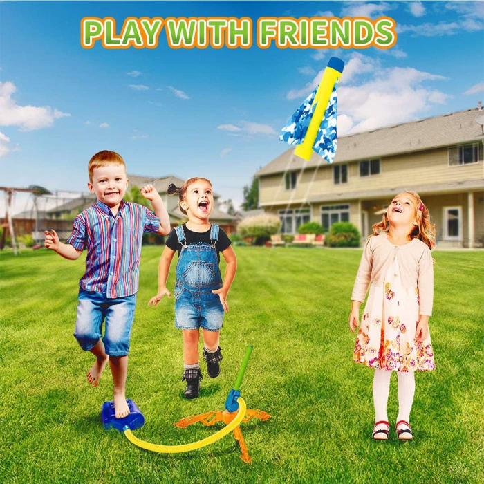 Jucarie pentru Copii, Flippy, Lansator de Rachete cu Piciorul, un Singur Lansator, 4 Rachete Fara Lumini, 40.5 cm Inaltime, Multicolor [5]