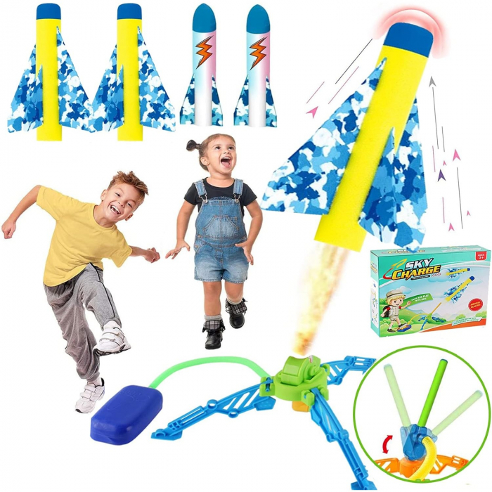 Lichidare Jucarie pentru Copii, Flippy, Lansator de Rachete cu Piciorul, un Singur Lansator, 4 Rachete Fara Lumini, 40.5 cm Inaltime, Multicolor [7]