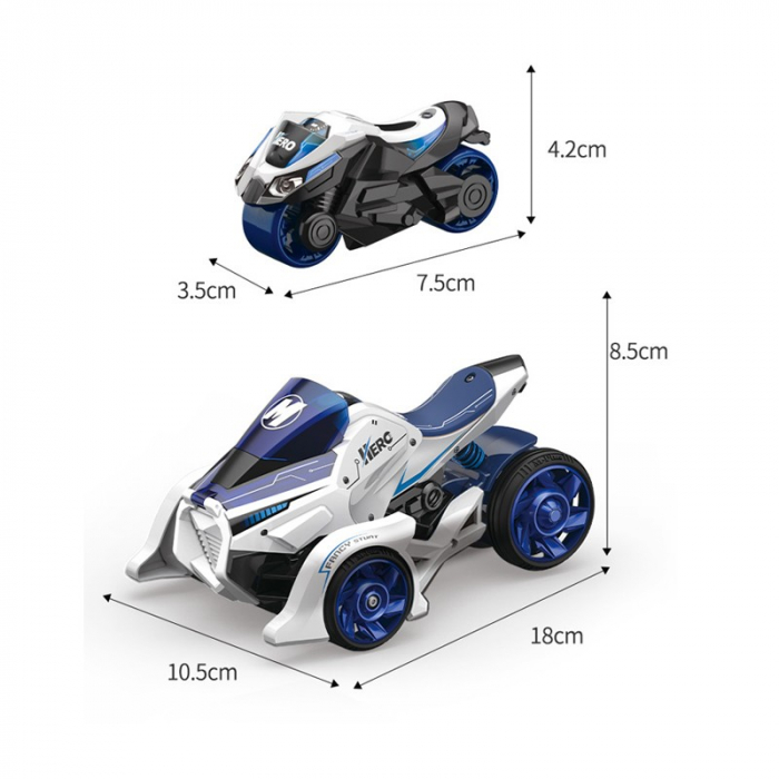 Jucarie pentru copii, masina cu extensie de motocicleta 2 in 1, albastra [1]