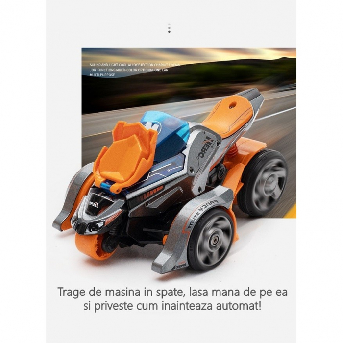 Jucarie pentru copii, masina cu extensie de motocicleta 2 in 1, portocalie [3]